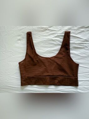 Underbares Brown Mesh Scoop Neck Wireless Bralette